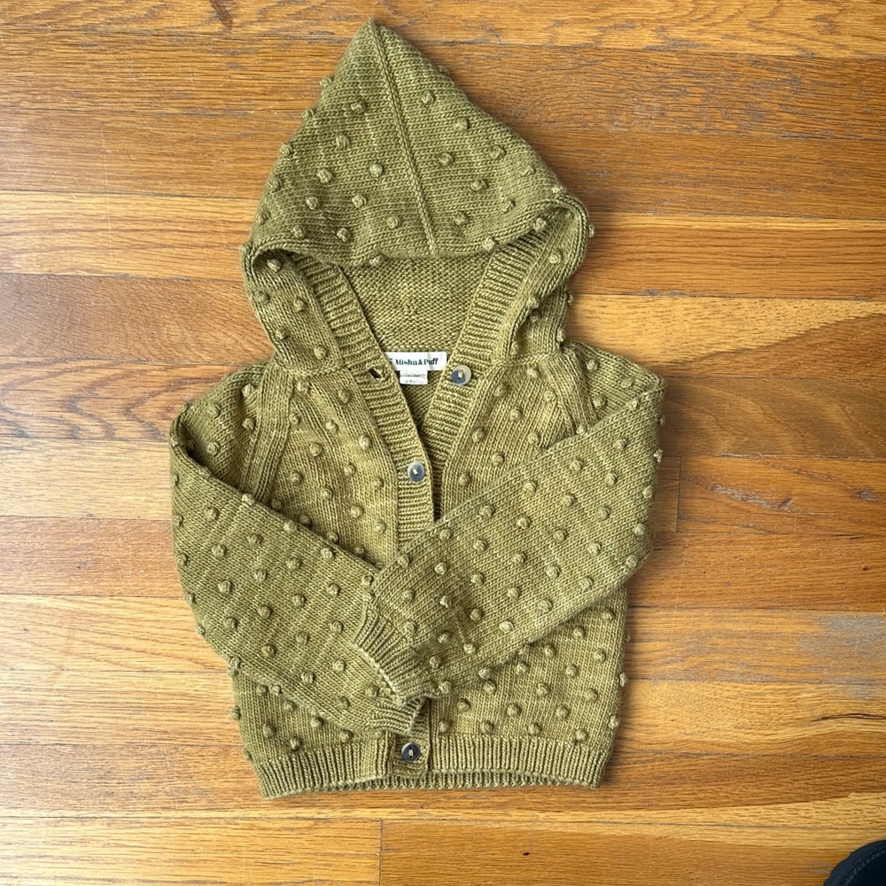 Misha & Puff - hooded popcorn cardigan - size 3yr